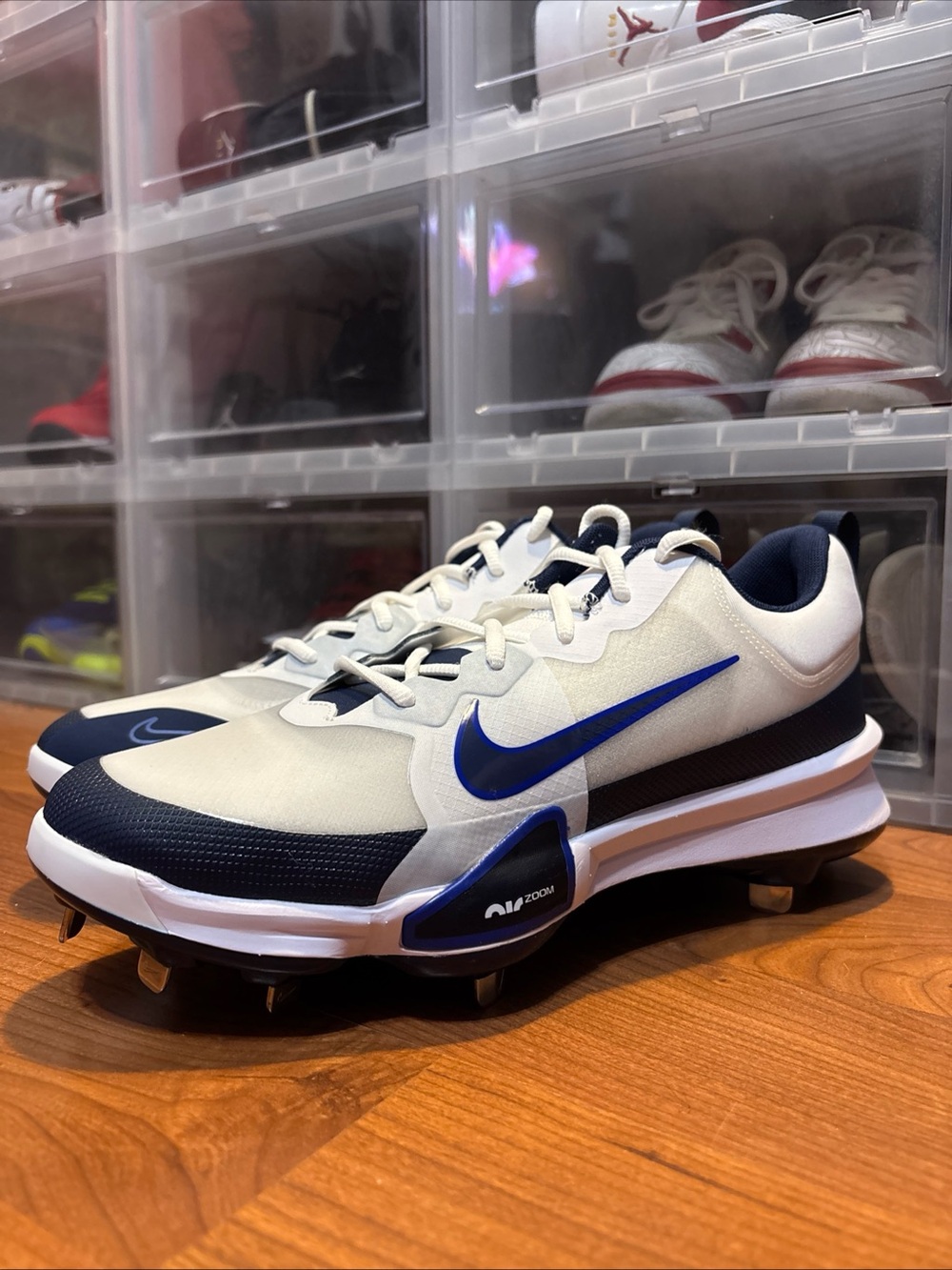 Nike Force Zoom Trout 9 Pro White/Navy FB2907-103 Baseball Cleats Men’s Sz 11 N